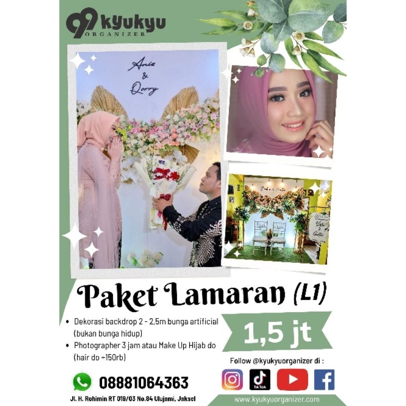 paket lamaran sudah termasuk dekor dan makeup / fotografer