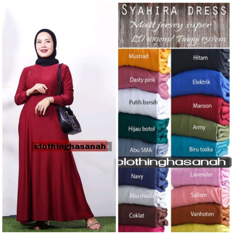 CLOTHINGHASANAH -  Warna merah tua Maroon gamis Wanita Terbaru ALL SIZE Fit To XL ( 1 kg Muat 3 )Dre