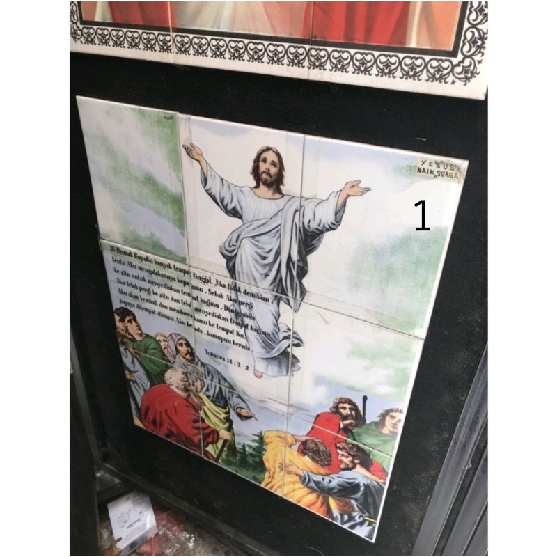 Panel Ceramics -YESUS NAIK SURGA- 20x25cm-Khusus D.I Yogyakarta