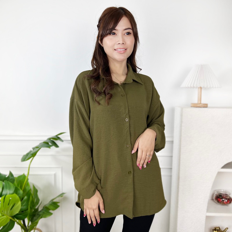 AFI - EC - ⭐️ PREMIUM AIRFLOW CRINCLE ⭐️ Anna Shirt CRINCLE-Army