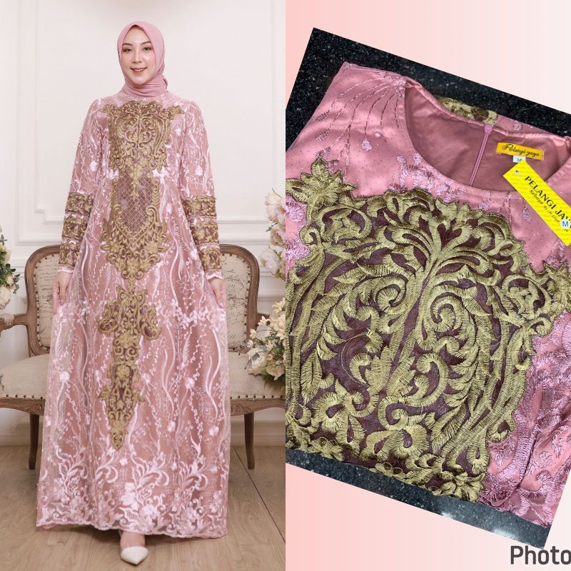 GAMIS PUTRIE DELINA // BAHAN TILLE BORDOR PREMIUM FULL // FURING BAHAN SATIN VELVET // ORIGINAL By Pelangi Jaya