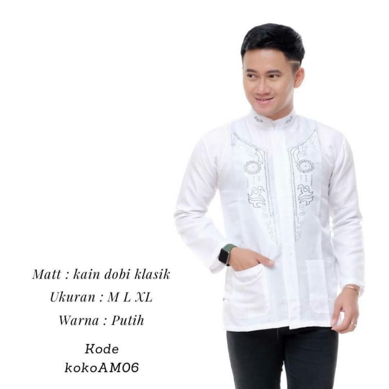 Baju Koko dewasa bordir kain dobi klasik