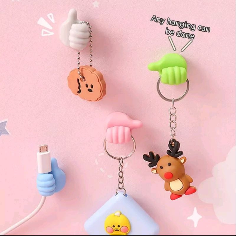 Klip Holder Kabel USB Bentuk Jempol Tangan Kreatif