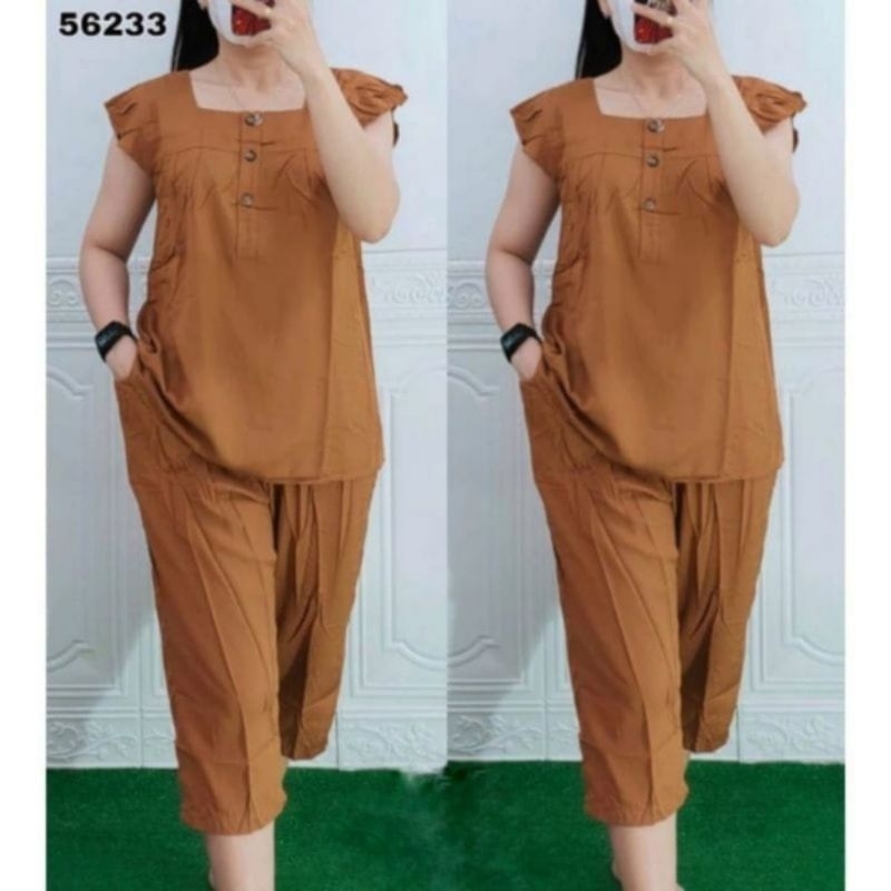 Setelan Bangkok 7/8 Rayon Premium Adem - One Set Rayon Kancing 3 Polos