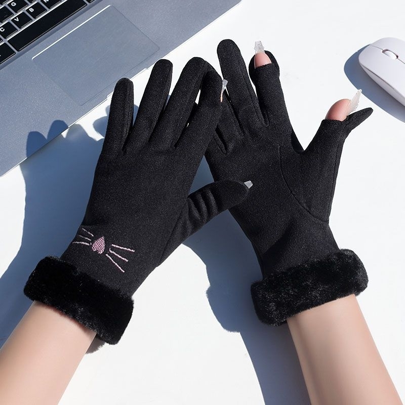 0Winter Gloves Woman Velvet Sarung Tangan Musim Dingin