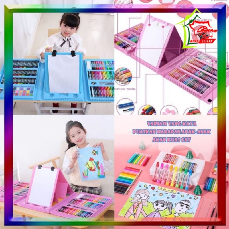 

GMW-Crayon Anak Pengasah 208pcs Set Alat Menggambar Melukis Anak-anak Crayon Cat Air Pensil