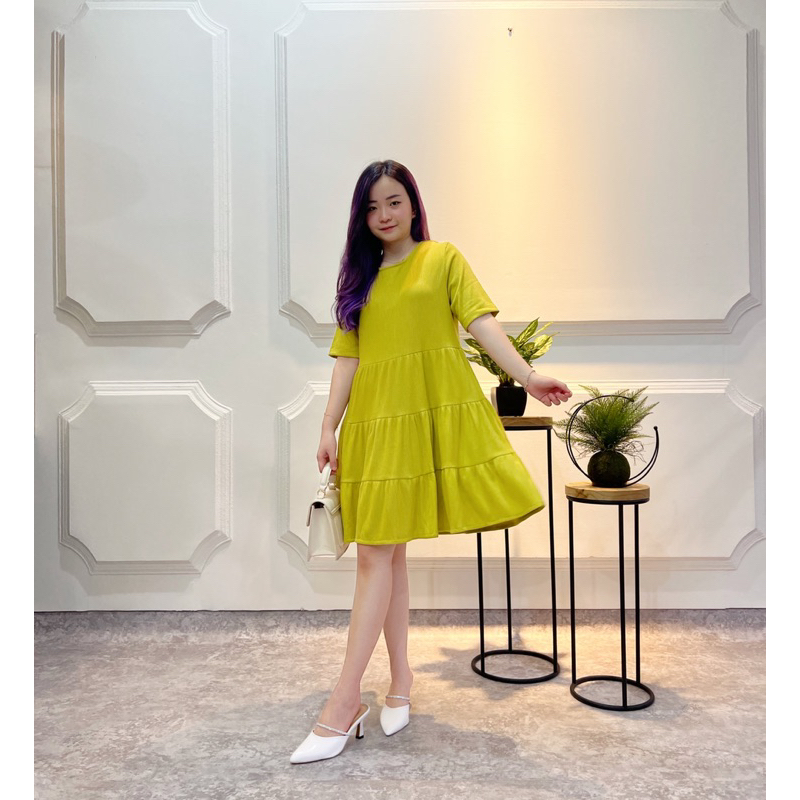 SIMPLY DRESS SIMPLE POLOS DRESS REMPEL ALA KOREA ECT 1168 / DRESS TERUSAN MIDI BABYDOLL RAJUT / DRES