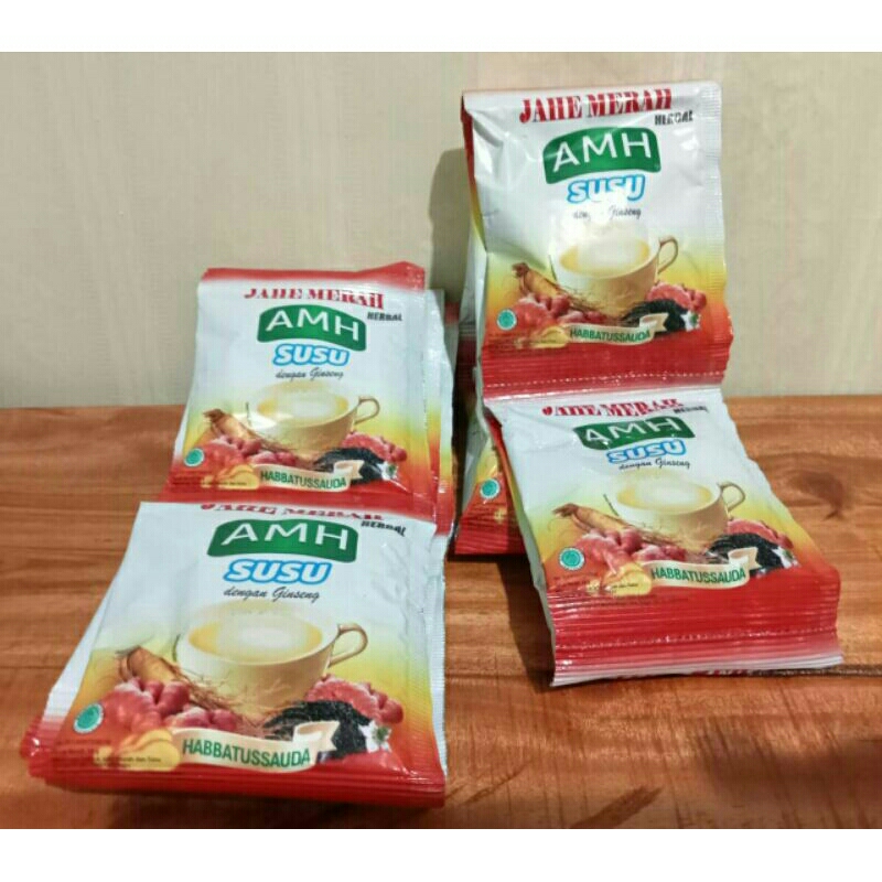 

JAHE MERAH SUSU AMH HERBAL DENGAN GINGSENG HABBATUSSAUDA - 1 RENTENG ISI 10 SACHET