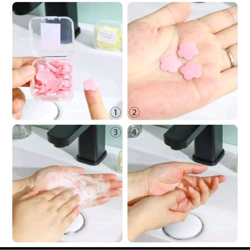 SABUN KERTAS MINI MOTIF BUNGA / PORTABLE HAND SOAP UNTUK TRAVELING / SABUN CUCI PEMBERSIH TANGAN