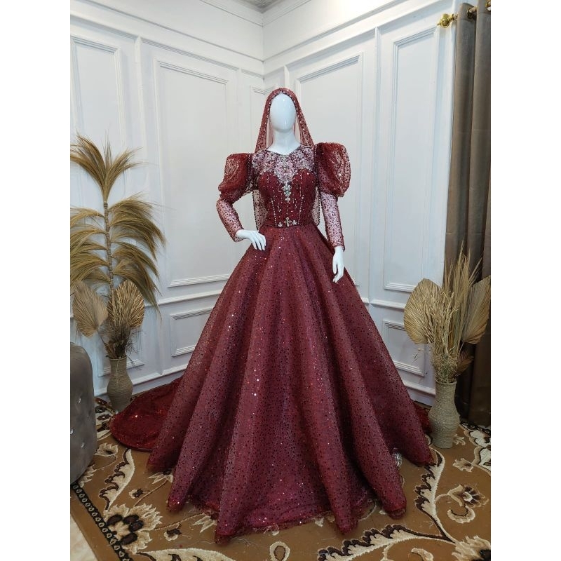 GAUN PENGANTIN  BERBY BEREKOR//GAUN MODREN | GAUN PAYET BUNGA 3D | BAJU WEDDING MEWAH | BAJU PENGANTIN TERBARU
