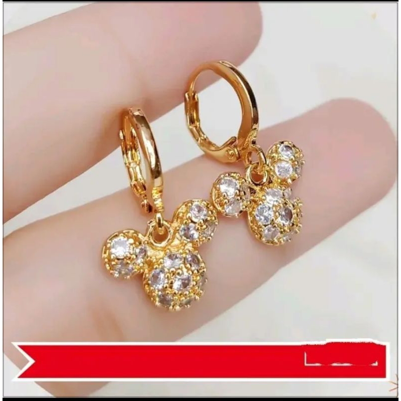 ANTING MICKEY MOUSE GOLD FULL PERMATA