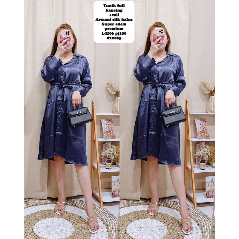 dress tunik kmj cotton silk import polos premium 10065