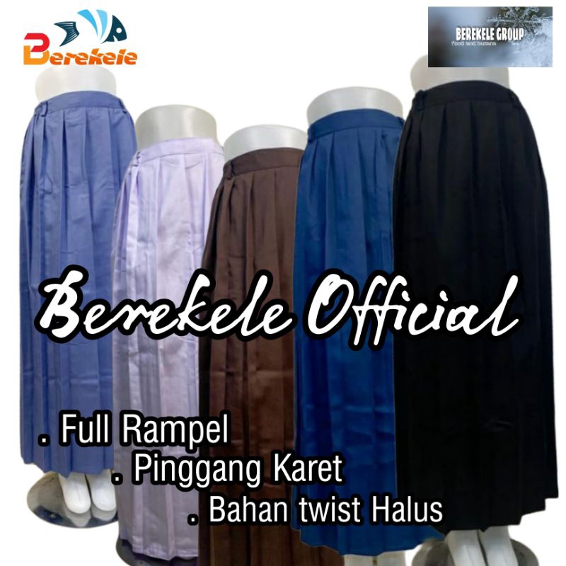 MURAH Rok Sekolah SMP SMA Rempel Mayung Panjang Pakai Karet Abu Biru Coklat Hitam Putih bahan Licin