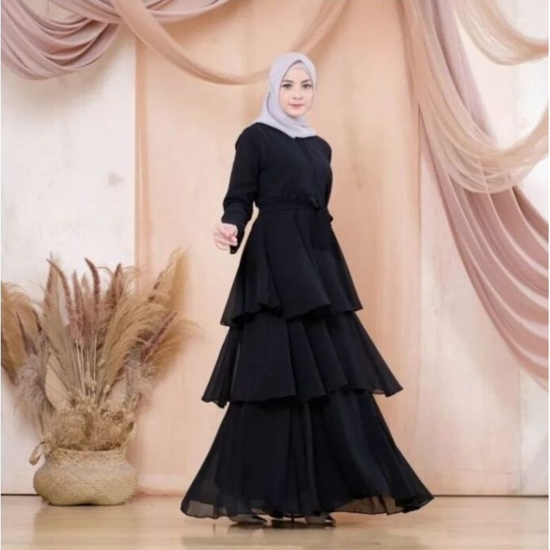 Nameera Maxy Dress Crinkle Airflow Premium / Gamis Wanita 3 Susun / Gamis Busui Terbaru/ Busana Muslimah Kekinian/ Long Dress 3 Umpak/ Fashion Wanita Muslim