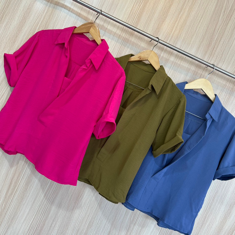 ATASAN BLOUSE / ATASAN KEMEJA SEMI CROP