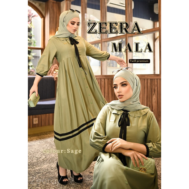 Daster Arab Zeera MALA Midi Dress Busui Twill Premium Ori