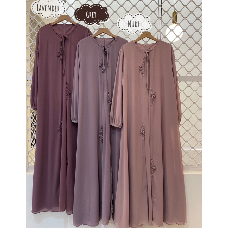 Long Dress Arnita Vol 5 Dress Hitam Putih Dusty Nude Sage Maron Brown Lavender Lilac Taro Gamis