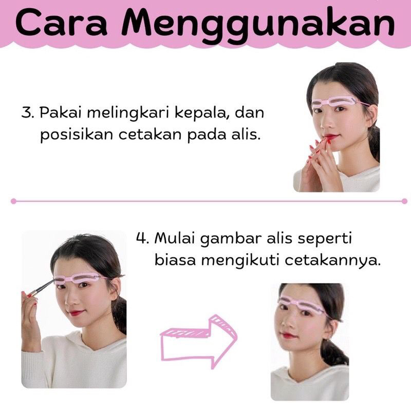 READY Cetakan Alis Tali Eyebrow Isi 4 Model Eyebrow Ruler Card Set 4 Pcs CETAKAN ALIS PINK Cetakan Alis Card Dengan Tali