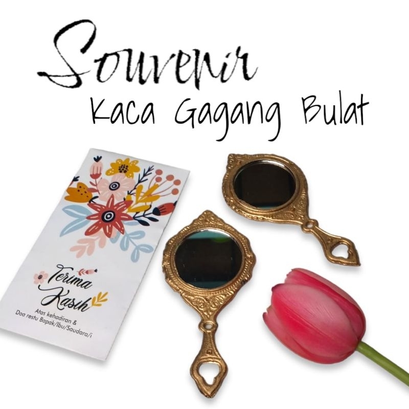 Souvenir Kaca Gagang bulat kemas amplop lucu