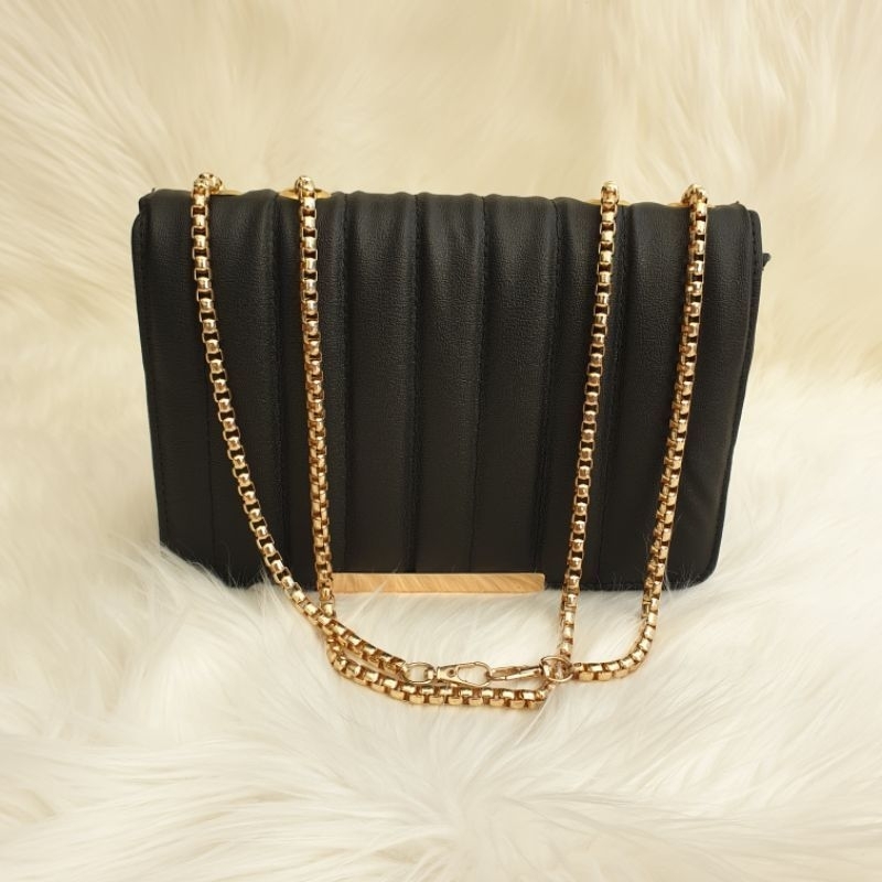 AMN - Kalin Tas Wanita Embose Tali Rantai Emas Ulir Tebal Premium