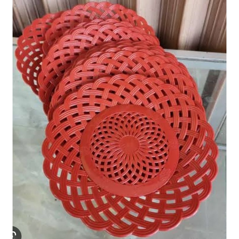 Piring rotan anyaman plastik harga untuk 12pcs / piring sajian model rotan bahan plastik