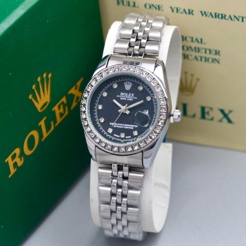 Premium/jam tangan wanita Stainles Rolex Tanggal Aktif Full set