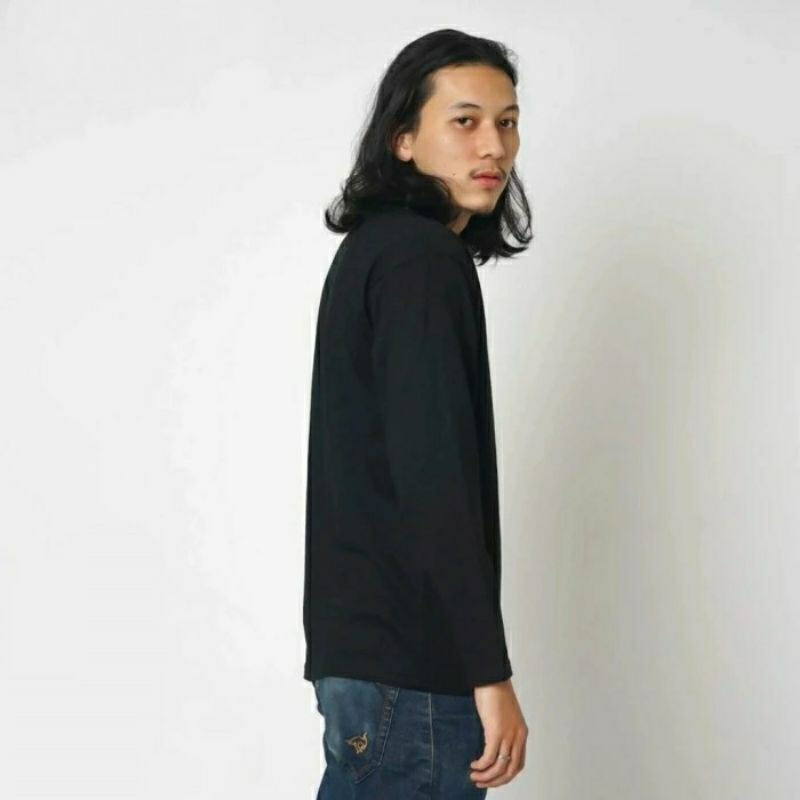 Kaos Katun Premium Hitam Polos Panjang