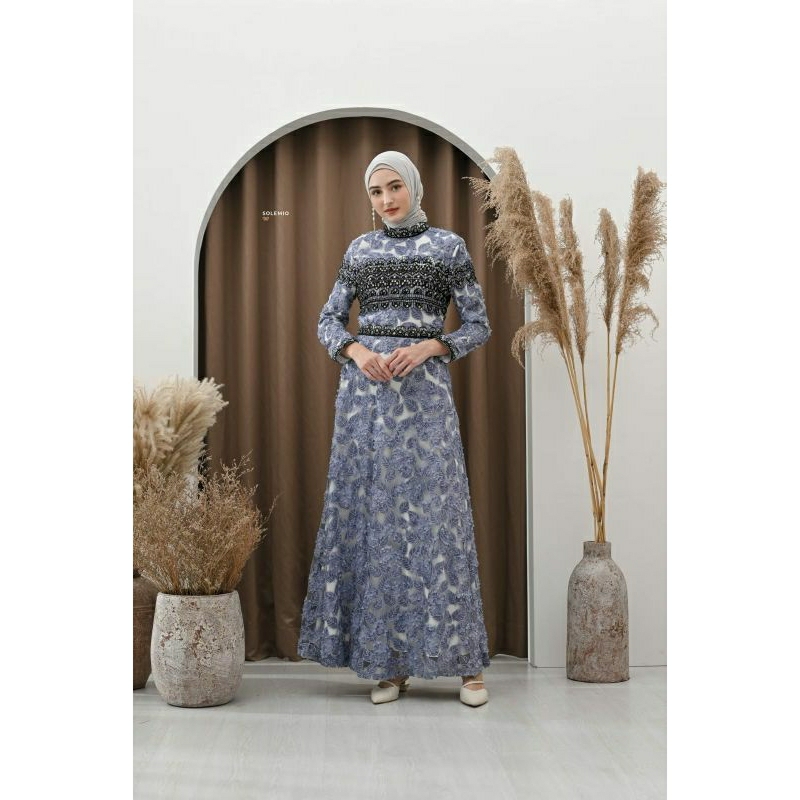 SOLEMIO MAXIDRESS / GAUN PANJANG PESTA WANITA MUSLIM ELEGANT IMPORT S - 2XL