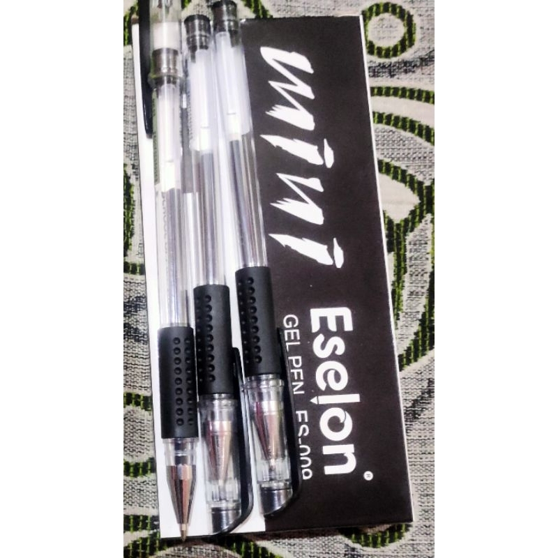Pulpen/pen/bolpoin gel mini eselon ES-009 hitam isi 12pcs