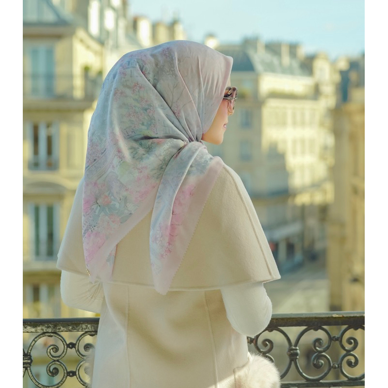 Hijab Segiempat Voal Motif Parisan series | Terlaris dan Terbaru