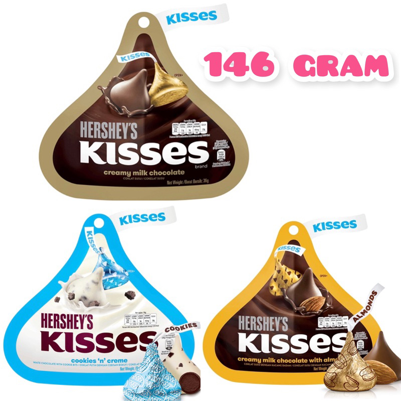 

Cokelat / HERSHEY'S / Hersheys / Kisses / Creamy / Milk / Chocolate / 146gr / Coklat / Mini / Cookies / n / & / Creme / Almond / bg