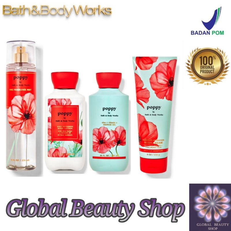 Poppy BBW Bath and Body Works (Body Lotion - Shower Gel - Body Mist)