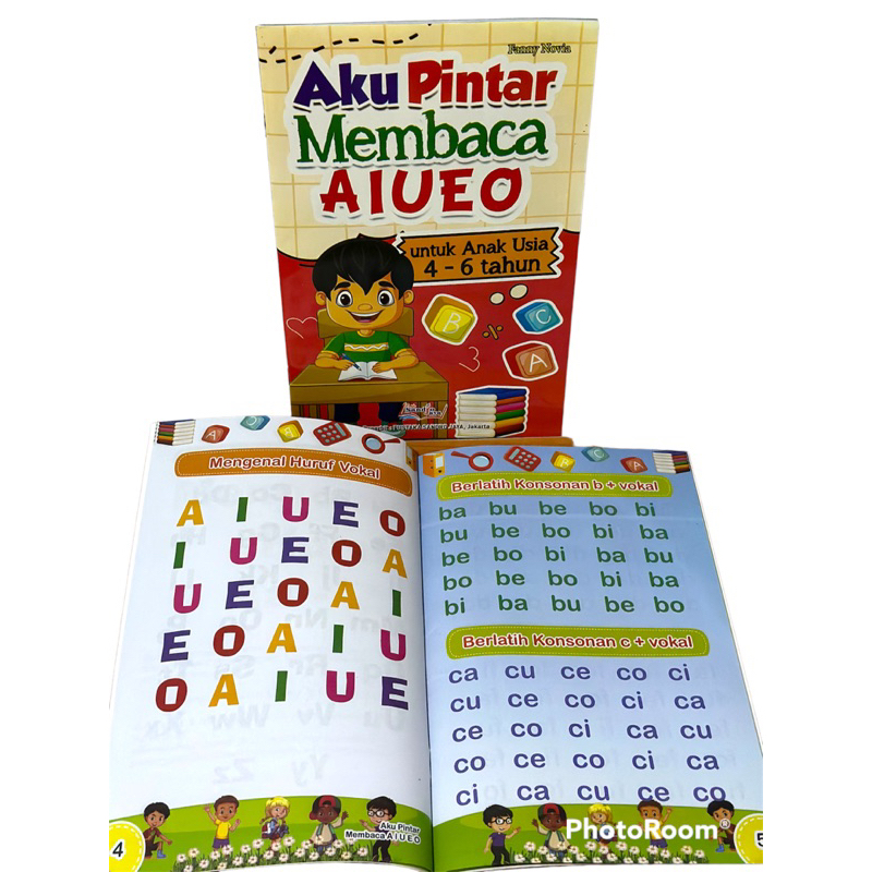 Buku Anak Aku Pintar Membaca AIUEO Untuk Anak Usia 4-6 Tahun Full Colour
