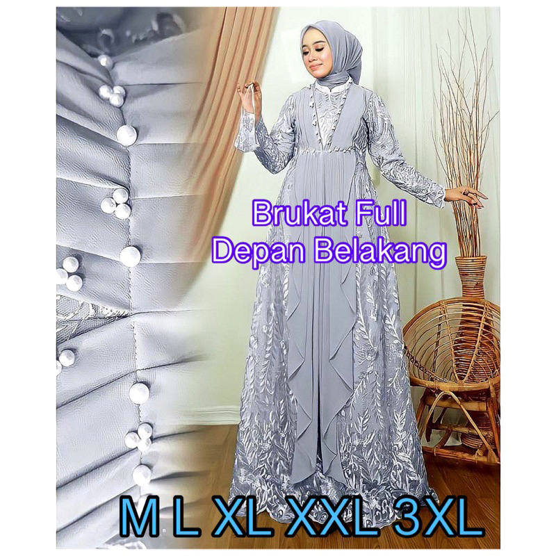 Gamis Rania Kebaya Brukat Premium Terbaru Baju Wanita Jumbo Seragam Pesta Mewah Modern