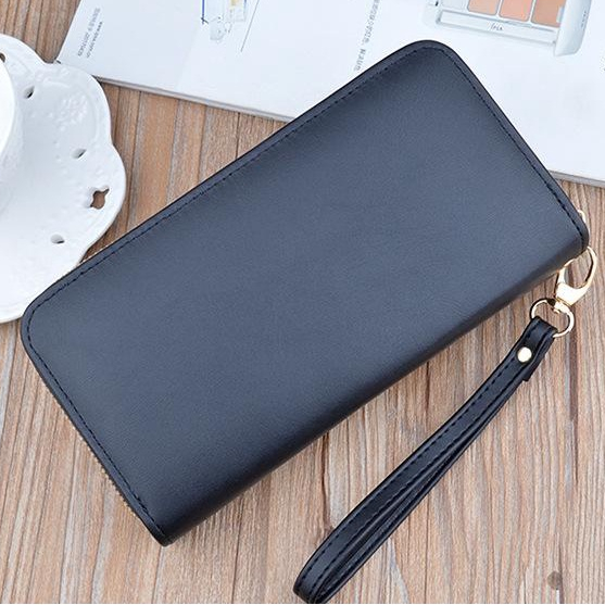 DOMPET PANJANG WANITA 2 RESLETING MUAT HP KEKINIAN CEWEK IMPORT PREMIUM KULIT HITAM MODICA BRANDED BATAM WA639B5 KARTU KOIN REMAJA SIMPLE LUCU KOREA FASHION