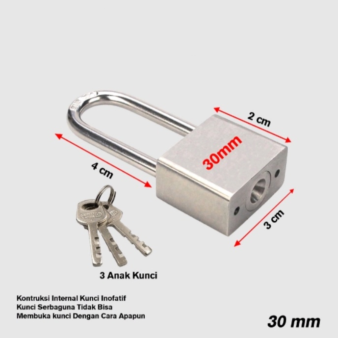 Kunci Gembok Rumah 30 L Leher Panjang Iron Pad Lock