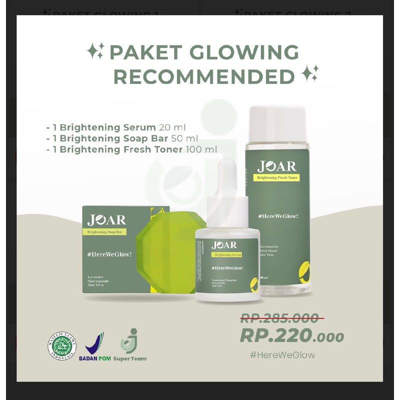 PAKET GLOWING RECOMENDED JOAR SKINCARE ORIGINAL