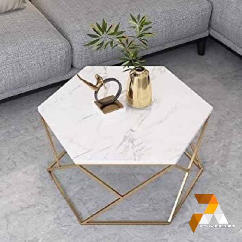 Meja Tamu Marmer Cream asli segi enam Coffee Table Marmer Meja Marmer krem asli