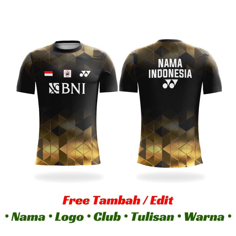 Baju Kaos Jersey Bulutangkis Badminton Custom Dryfit Printing Jumbo | INDONESIA GOLD