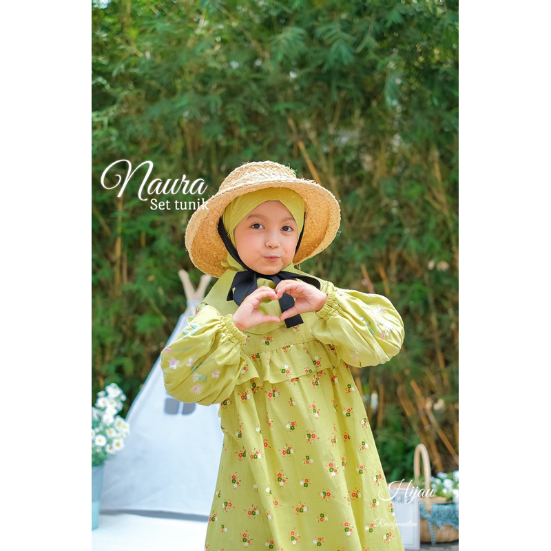 stelan anak 4 -9 tahun /oneset anak tunik anak dengan hijab / naura set tunik rendymuslim
