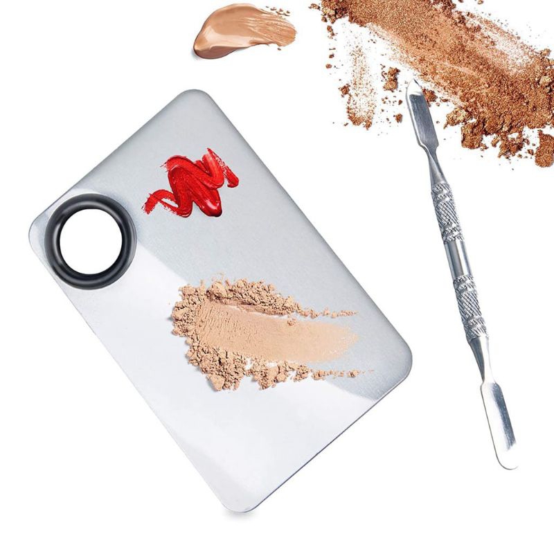 Mixing Pallete Stainless Steel dan Spatula Set Alat Pencampur Make Up Makeup Tools Ukuran Besar