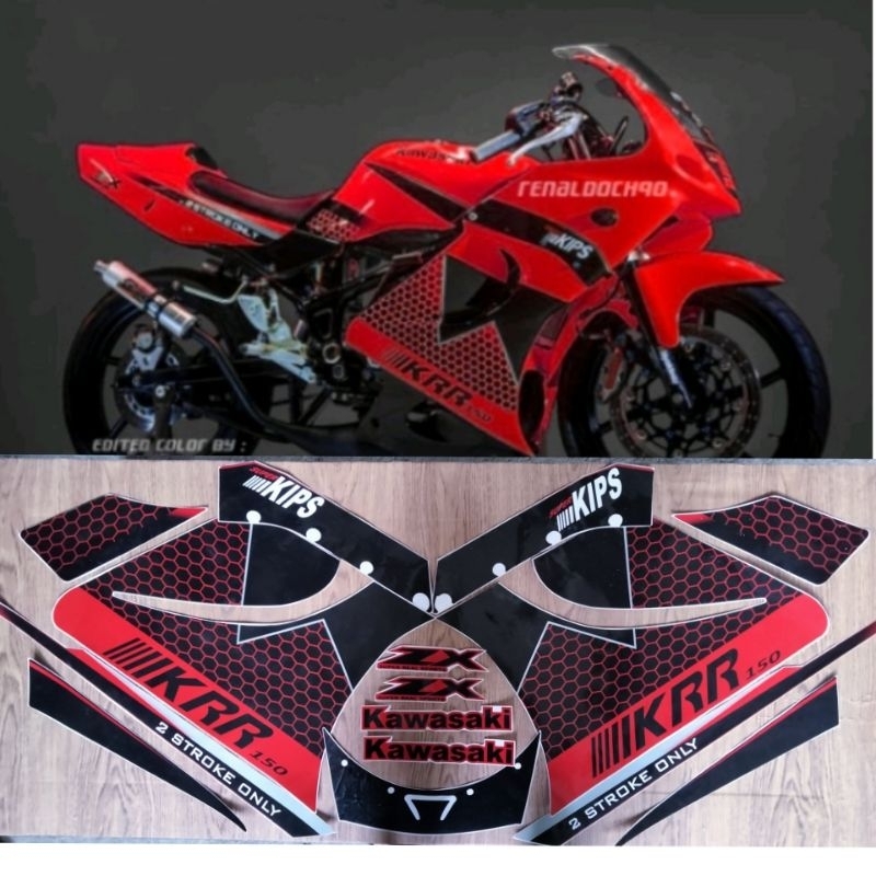 Stiker striping custom fariasi ninja rr old merah