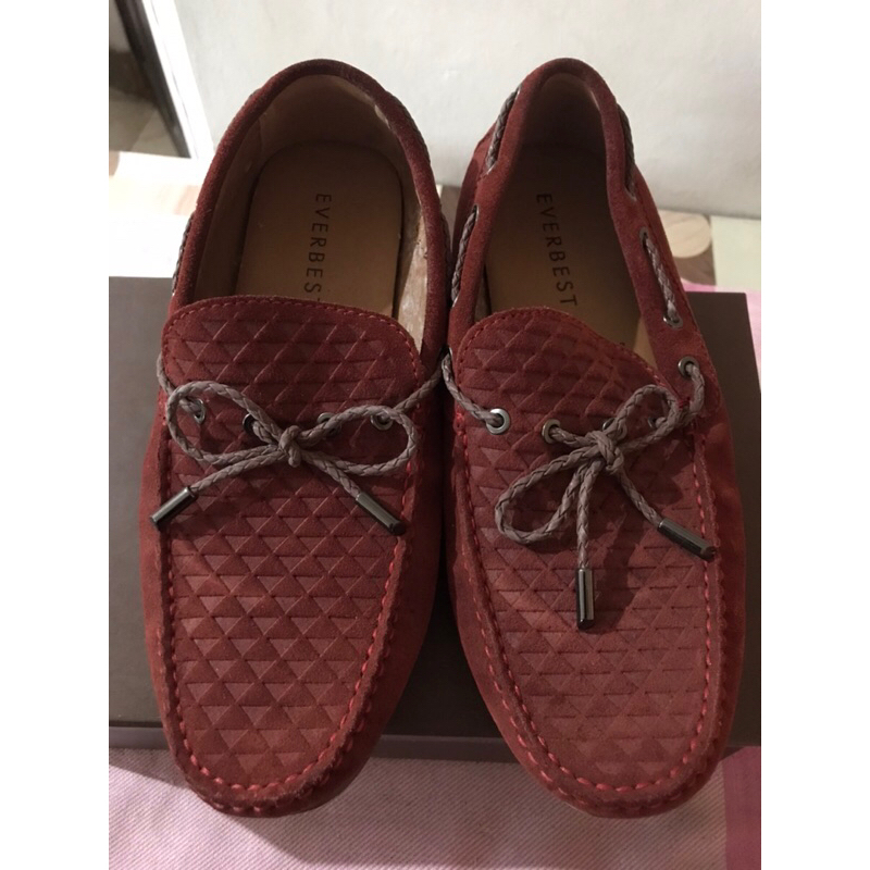 Sepatu loafers pria merk everbest lengkap box dan pouch sepatu casual pria