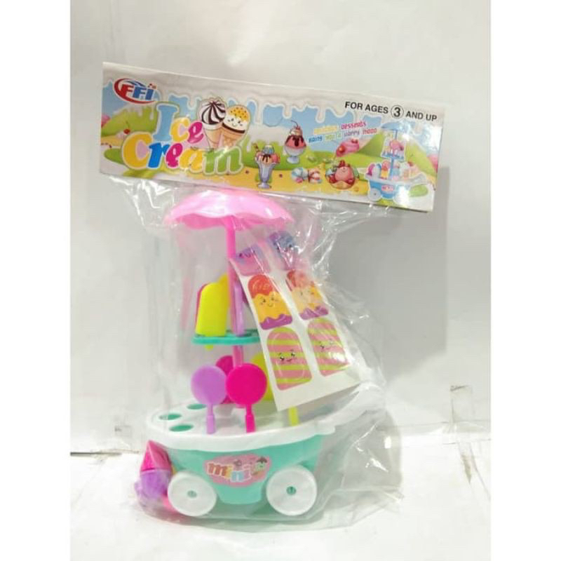 Mainan Anak Perempuan Permen Es Krim Kecil Trolli Trolley Ice Cream Mini / Gerobak DIY PlaySet