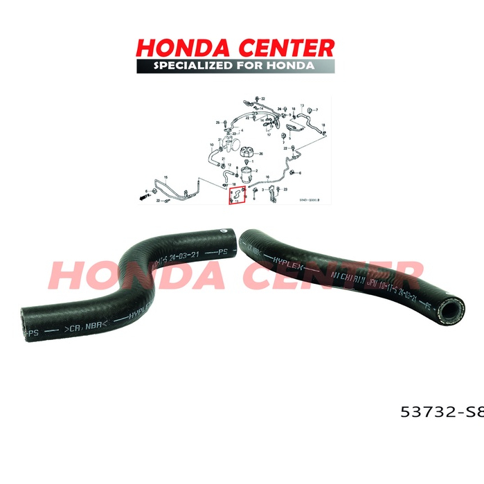 selang slang hose oil cooler return balik power stering steering honda accord s84 s86 vti vtil odyssey ra6 1998 1999 2000 2001 2002 2003 53732-S84-A01