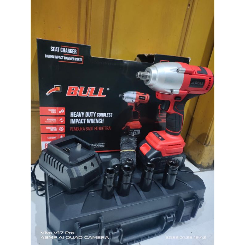Impact Wrench CORDLESS BULL BL800NM 21V / Bor BATERAI Pembuka Baut Truk dan mobil BL 800 NM brushles