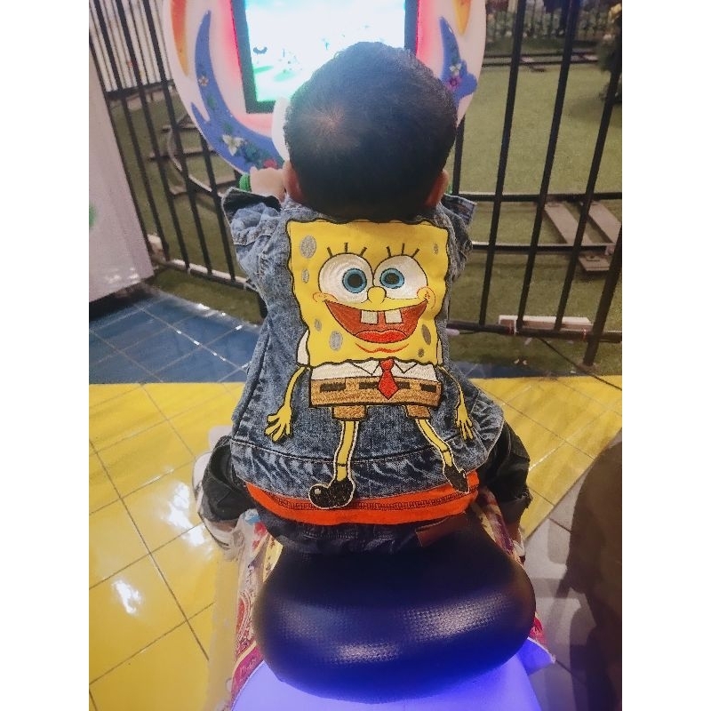 JAKET ANAK LAKI-LAKI//JAKET JEANS VARIASI GAMBAR SPONGEBOB 2-7TAHUN