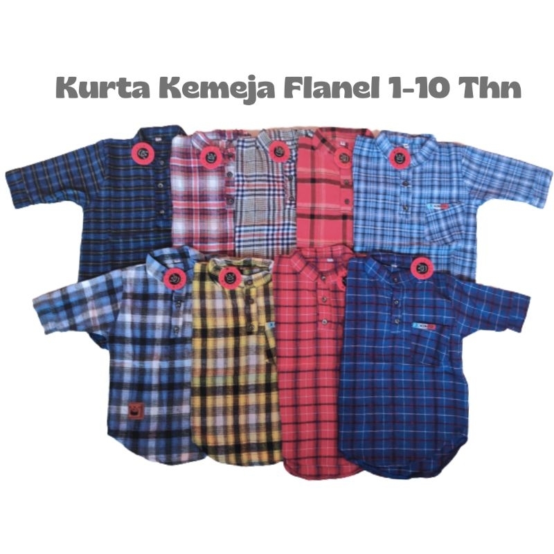 kemeja Flanel Anak Kurta 2-10 Tahun