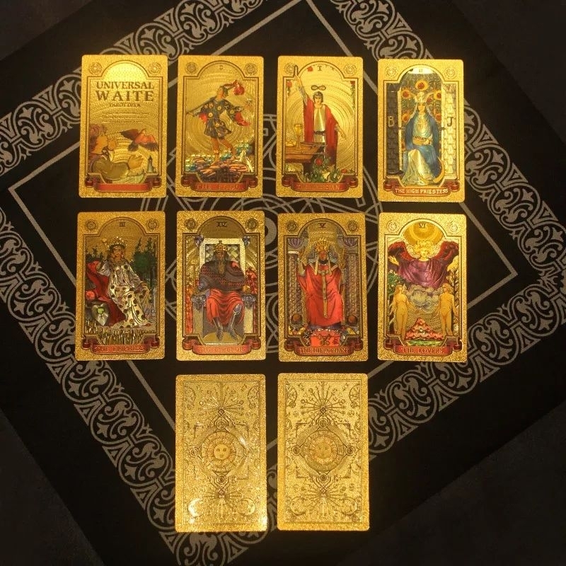 Gold Foil Tarot Rider Waite Tarot GOLD Pvc Waterproff with manual paper