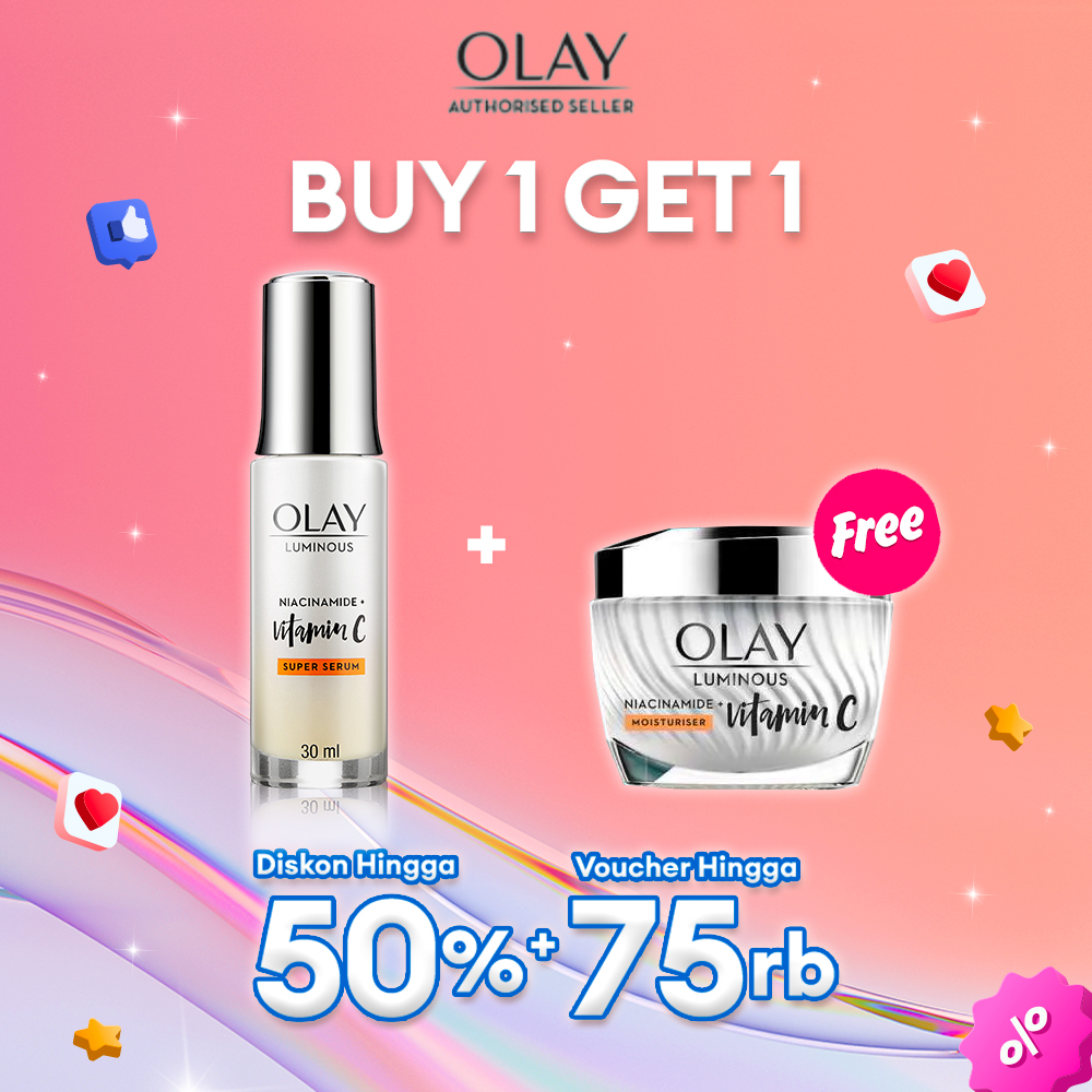 [Lebih Hemat] Olay Set Lengkap Luminous Niacinamide + Vitamin C Brightening Skin Care - Krim Wajah 50gr, Serum Wajah 30ml